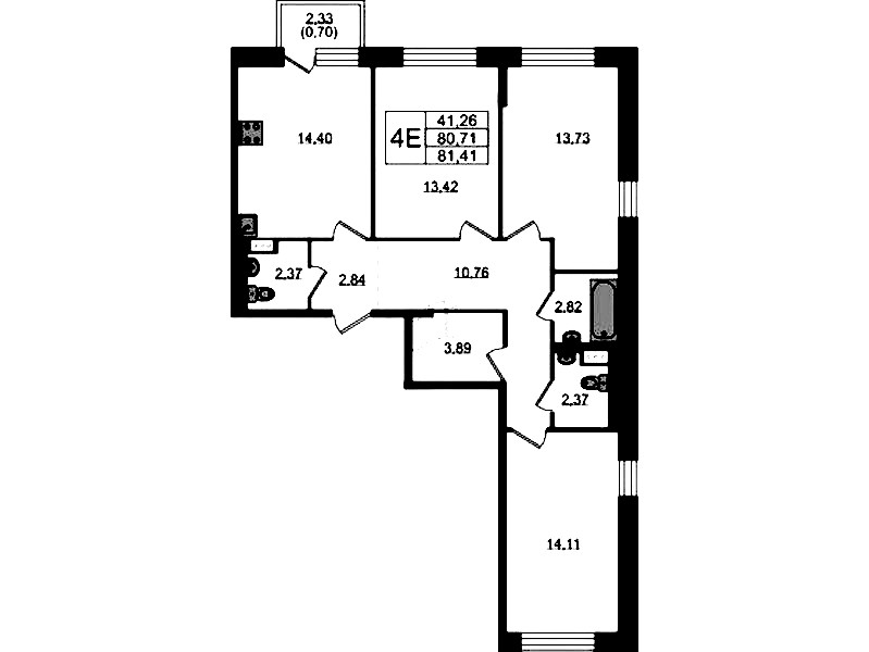 3-комнатная квартира 81.41 м², 8/8 эт., ЖК «Живи! В Рыбацком»